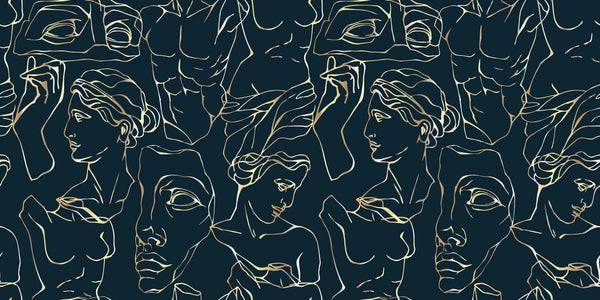 Antique Marble Statues Wallpaper, Seamless Pattern Mural, Oversized Custom Size Wall Art, Non-Woven, Non-Adhesive, Modern Wall Paper, Removable