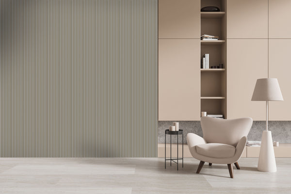 Modern Warm Taupe Slatted Wall Panel , PS Wall Home Decoration Panel-Premium Quality