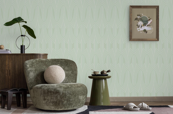 Green-toned Patterned Wallpaper, Textured Wallpaper,Natural Wallpaper, Modern & Minimalist Wall Covering,Modern Look Neutral Colors Glittering Wallcovering