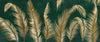 Golden Palm Leaves Wallpaper, Luxury Dark Green Art Background Mural, Oversized Custom Size Wall Art, Non-Woven, Non-Adhesive, Modern Wall Paper, Removable