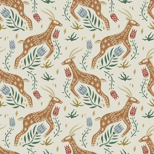 Celestial Folk Antilope Wallpaper, Boho Mural, Oversized Custom Size Wall Art, Non-Woven, Non-Adhesive, Modern Wall Paper, Removable