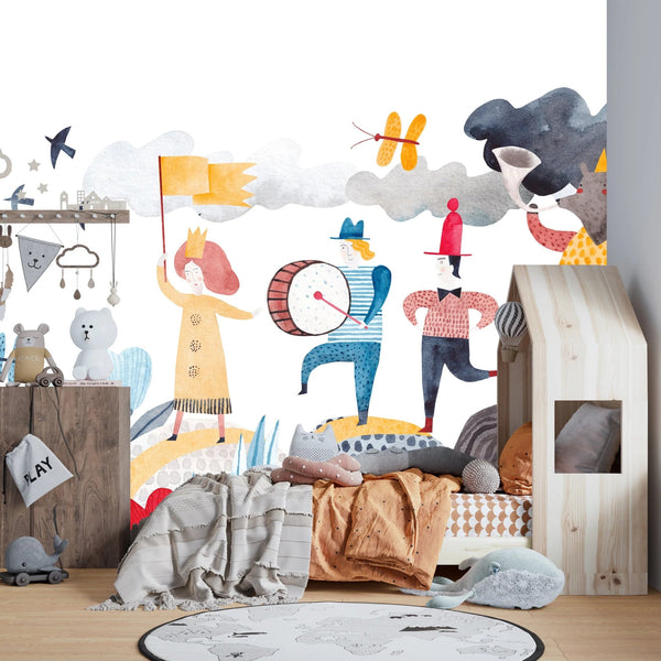 A Cheerful Friends Wallpaper, Travels Mural, Oversized Custom Size Wall Art, Non - Woven, Non - Adhesive, Modern Wall Paper, Removable - Adawall Wallpaper - Registered Trade Accounts Only, Wallpaper Wholesale Account - W77940 - Adawall Wholesale - Wallpaper Wholesaler