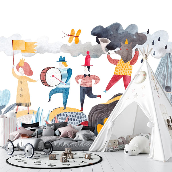 A Cheerful Friends Wallpaper, Travels Mural, Oversized Custom Size Wall Art, Non - Woven, Non - Adhesive, Modern Wall Paper, Removable - Adawall Wallpaper - Registered Trade Accounts Only, Wallpaper Wholesale Account - W77940 - Adawall Wholesale - Wallpaper Wholesaler