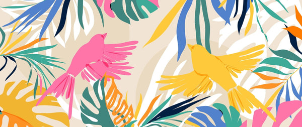 Abstract Art Wallpaper, Botanical, Birds Mural, Oversized Custom Size Wall Art, Non - Woven, Non - Adhesive, Modern Wall Paper, Removable - Adawall Wallpaper - Registered Trade Accounts Only, Wallpaper Wholesale Account - W77857 - Adawall Wholesale - Wallpaper Wholesaler