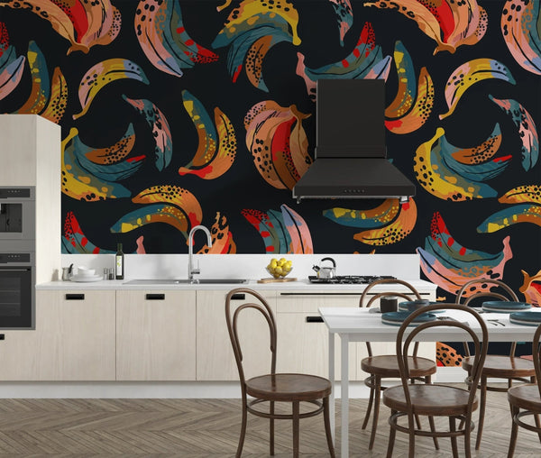 Abstract Bananas Wallpaper, Seamless Pattern Mural, Oversized Custom Size Wall Art, Non - Woven, Non - Adhesive, Modern Wall Paper, Removable - Adawall Wallpaper - Registered Trade Accounts Only, Wallpaper Wholesale Account - W78040 - Adawall Wholesale - Wallpaper Wholesaler