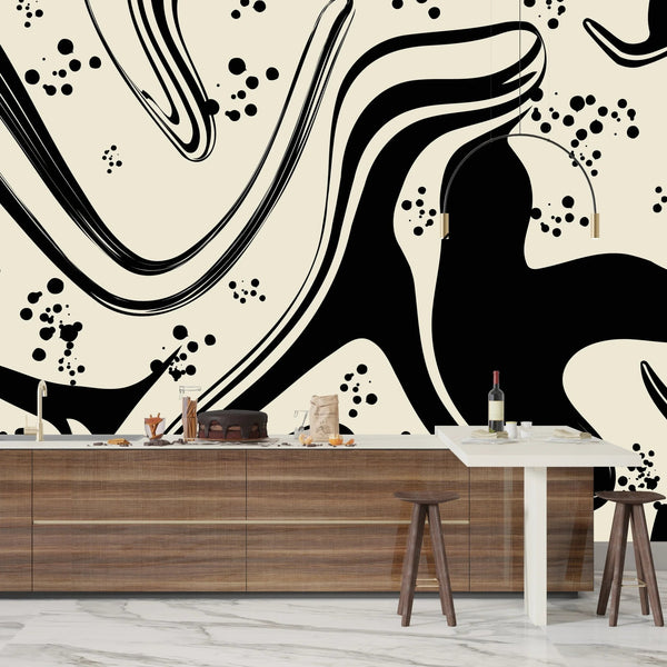 Abstract Black - White Wallpaper, Seamless Pattern Mural, Oversized Custom Size Wall Art, Non - Woven, Non - Adhesive, Modern Wall Paper, Removable - Adawall Wallpaper - Registered Trade Accounts Only, Wallpaper Wholesale Account - W77724 - Adawall Wholesale - Wallpaper Wholesaler