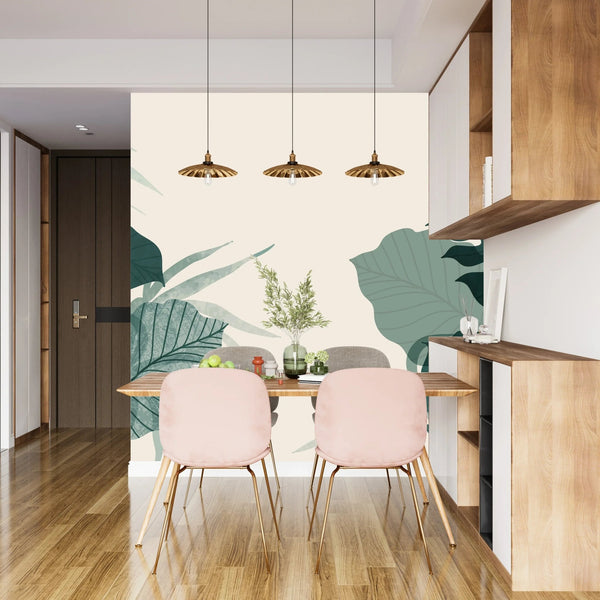 Abstract Botanical Wallpaper, Big Leaves Mural, Oversized Custom Size Wall Art, Non - Woven, Non - Adhesive, Modern Wall Paper, Removable - Adawall Wallpaper - Registered Trade Accounts Only, Wallpaper Wholesale Account - W77900 - Adawall Wholesale - Wallpaper Wholesaler