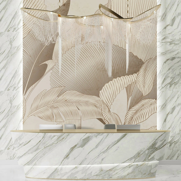 Abstract Botanical Wallpaper, Brown and Beige Wall Mural, Oversized Custom Size Wall Art, Non - Woven, Non - Adhesive, Modern Wall Paper, Removable - Adawall Wallpaper - Registered Trade Accounts Only, Wallpaper Wholesale Account - W77488 - Adawall Wholesale - Wallpaper Wholesaler