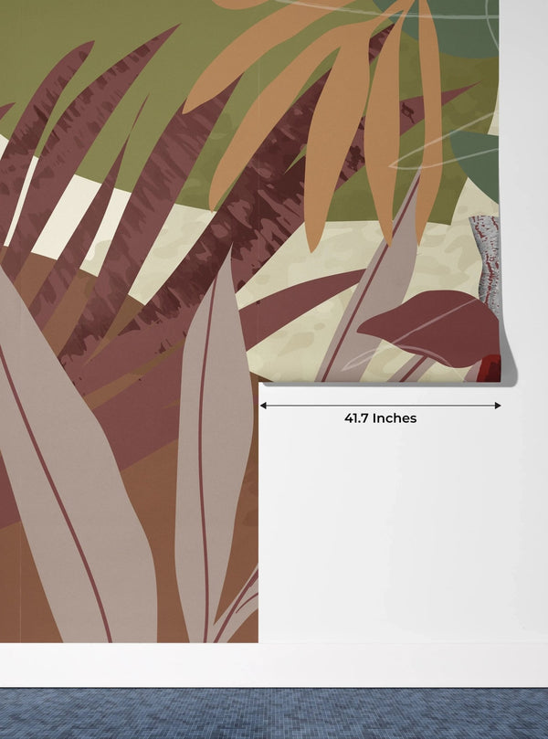 Abstract Botanical Wallpaper, Leaves Mural, Oversized Custom Size Wall Art, Non - Woven, Non - Adhesive, Modern Wall Paper, Removable - Adawall Wallpaper - Registered Trade Accounts Only, Wallpaper Wholesale Account - W77746 - Adawall Wholesale - Wallpaper Wholesaler