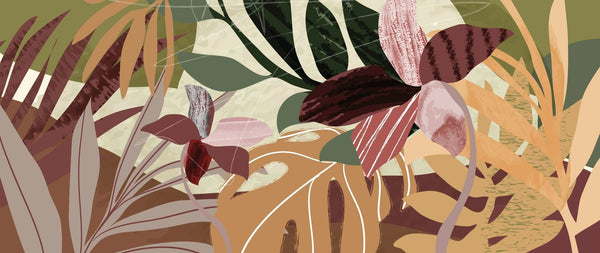 Abstract Botanical Wallpaper, Leaves Mural, Oversized Custom Size Wall Art, Non - Woven, Non - Adhesive, Modern Wall Paper, Removable - Adawall Wallpaper - Registered Trade Accounts Only, Wallpaper Wholesale Account - W77746 - Adawall Wholesale - Wallpaper Wholesaler