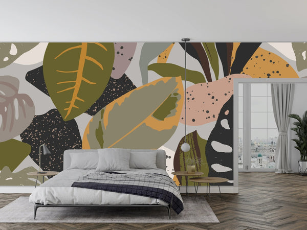 Abstract Botanical Wallpaper, Seamless Pattern Mural, Oversized Custom Size Wall Art, Non - Woven, Non - Adhesive, Modern Wall Paper, Removable - Adawall Wallpaper - Registered Trade Accounts Only, Wallpaper Wholesale Account - W77728 - Adawall Wholesale - Wallpaper Wholesaler