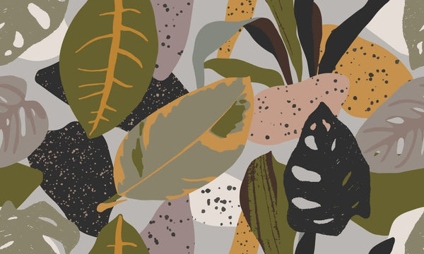 Abstract Botanical Wallpaper, Seamless Pattern Mural, Oversized Custom Size Wall Art, Non - Woven, Non - Adhesive, Modern Wall Paper, Removable - Adawall Wallpaper - Registered Trade Accounts Only, Wallpaper Wholesale Account - W77728 - Adawall Wholesale - Wallpaper Wholesaler