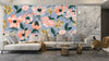 Abstract Floral, Blue Background Wallpaper, Seamless Pattern Mural, Oversized Custom Size Wall Art, Non - Woven, Non - Adhesive, Modern Wall Paper, Removable - Adawall Wallpaper - Registered Trade Accounts Only, Wallpaper Wholesale Account - W78083 - Adawall Wholesale - Wallpaper Wholesaler