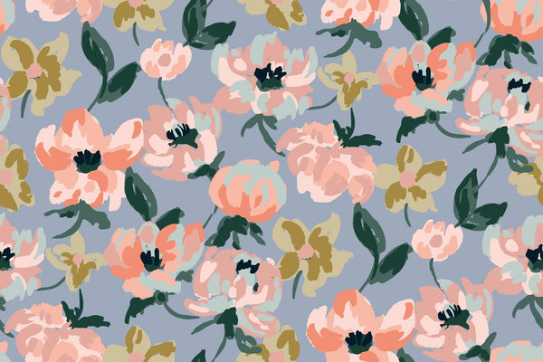 Abstract Floral, Blue Background Wallpaper, Seamless Pattern Mural, Oversized Custom Size Wall Art, Non - Woven, Non - Adhesive, Modern Wall Paper, Removable - Adawall Wallpaper - Registered Trade Accounts Only, Wallpaper Wholesale Account - W78083 - Adawall Wholesale - Wallpaper Wholesaler