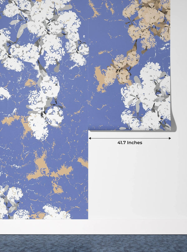 Abstract Floral, Blue Background Wallpaper, Seamless Pattern Mural, Oversized Custom Size Wall Art, Non - Woven, Non - Adhesive, Modern Wall Paper, Removable - Adawall Wallpaper - Registered Trade Accounts Only, Wallpaper Wholesale Account - W78171 - Adawall Wholesale - Wallpaper Wholesaler