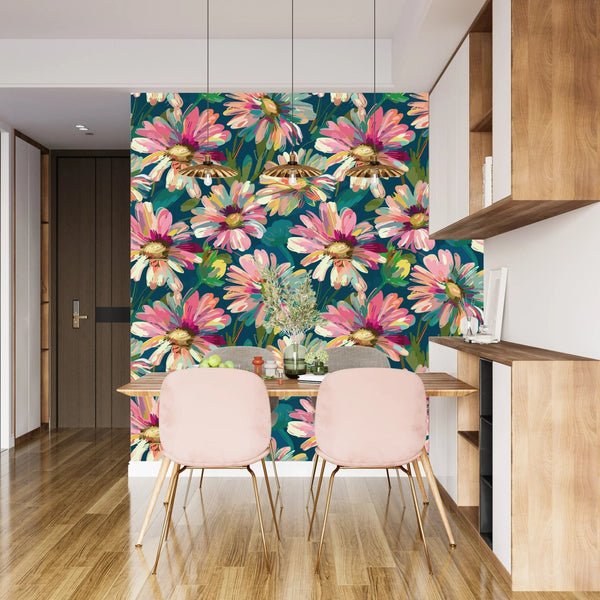 Abstract Flowers Blooming Wallpaper, Seamless Pattern Mural, Oversized Custom Size Wall Art, Non - Woven, Non - Adhesive, Modern Wall Paper, Removable - Adawall Wallpaper - Registered Trade Accounts Only, Wallpaper Wholesale Account - W77580 - Adawall Wholesale - Wallpaper Wholesaler