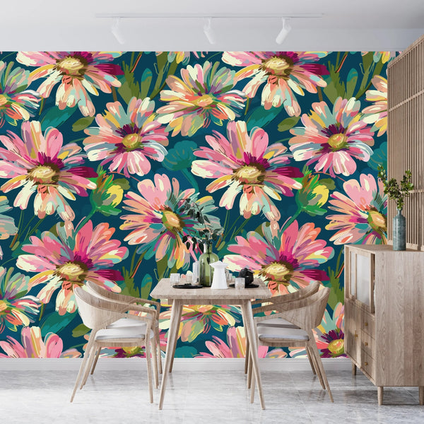 Abstract Flowers Blooming Wallpaper, Seamless Pattern Mural, Oversized Custom Size Wall Art, Non - Woven, Non - Adhesive, Modern Wall Paper, Removable - Adawall Wallpaper - Registered Trade Accounts Only, Wallpaper Wholesale Account - W77580 - Adawall Wholesale - Wallpaper Wholesaler