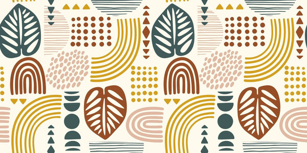 Abstract Leaves and Geometric Shapes Wallpaper, Seamless Pattern Mural, Oversized Custom Size Wall Art, Non - Woven, Non - Adhesive, Modern Wall Paper, Removable - Adawall Wallpaper - Registered Trade Accounts Only, Wallpaper Wholesale Account - W78065 - Adawall Wholesale - Wallpaper Wholesaler
