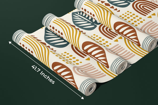 Abstract Leaves and Geometric Shapes Wallpaper, Seamless Pattern Mural, Oversized Custom Size Wall Art, Non - Woven, Non - Adhesive, Modern Wall Paper, Removable - Adawall Wallpaper - Registered Trade Accounts Only, Wallpaper Wholesale Account - W78065 - Adawall Wholesale - Wallpaper Wholesaler