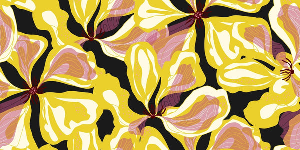 Abstract Yellow Flowers Wallpaper, Seamless Pattern Mural, Oversized Custom Size Wall Art, Non - Woven, Non - Adhesive, Modern Wall Paper, Removable - Adawall Wallpaper - Registered Trade Accounts Only, Wallpaper Wholesale Account - W77736 - Adawall Wholesale - Wallpaper Wholesaler