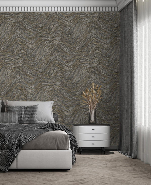 Anthracite and Gold Patterned Wallpaper,Natural Wallpaper, Modern & Minimalist Wall Covering,Modern Look Neutral Colors Glittering Wallcovering - Adawall Wallpaper - Registered Trade Accounts Only, Wallpaper Wholesale Account - 24104-5 - Adawall Wholesale - Wallpaper Wholesaler