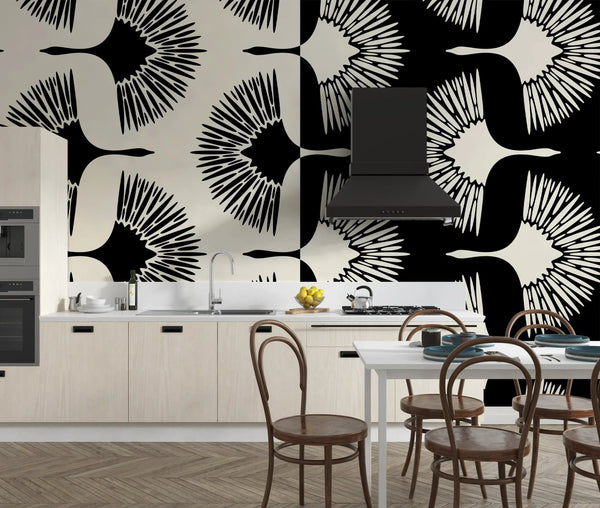 Art Deco Crane Wallpaper, Seamless Pattern Mural, Oversized Custom Size Wall Art, Non - Woven, Non - Adhesive, Modern Wall Paper, Removable - Adawall Wallpaper - Registered Trade Accounts Only, Wallpaper Wholesale Account - W77847 - Adawall Wholesale - Wallpaper Wholesaler