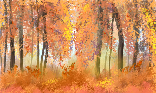 Autumn Forest Wallpaper, Oil Painting Mural, Oversized Custom Size Wall Art, Non - Woven, Non - Adhesive, Modern Wall Paper, Removable - Adawall Wallpaper - Registered Trade Accounts Only, Wallpaper Wholesale Account - W78164 - Adawall Wholesale - Wallpaper Wholesaler