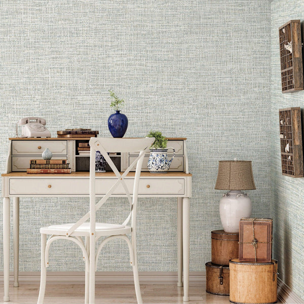 Basket Weave Woven Textile Wallpaper, Cream, Light Blue Realistic 3D Textured Fabric Linen Multi - Color Wallcovering - Adawall Wallpaper - Registered Trade Accounts Only, Wallpaper Wholesale Account - 1111-1 - Adawall Wholesale - Wallpaper Wholesaler