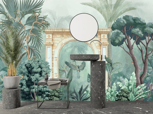 Mughal Garden Wallpaper, Traditional Mural, Oversized Custom Size Wall Art, Non-Woven, Non-Adhesive, Modern Wall Paper, Removable