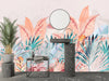 Tropical Forest Wallpaper, Pastel Colors Mural, Oversized Custom Size Wall Art, Non-Woven, Non-Adhesive, Modern Wall Paper, Removable