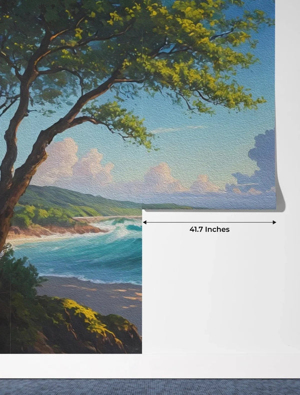 Beautiful Sea Waves and Tree Wallpaper, Oil Painting Mural, Oversized Custom Size Wall Art, Non - Woven, Non - Adhesive, Modern Wall Paper, Removable - Adawall Wallpaper - Registered Trade Accounts Only, Wallpaper Wholesale Account - W77608 - Adawall Wholesale - Wallpaper Wholesaler