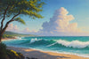Beautiful Sea Waves and Tree Wallpaper, Oil Painting Mural, Oversized Custom Size Wall Art, Non - Woven, Non - Adhesive, Modern Wall Paper, Removable - Adawall Wallpaper - Registered Trade Accounts Only, Wallpaper Wholesale Account - W77608 - Adawall Wholesale - Wallpaper Wholesaler