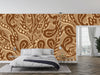Brown Ikat Wallpaper, Seamless Pattern Mural, Oversized Custom Size Wall Art, Non-Woven, Non-Adhesive, Modern Wall Paper, Removable