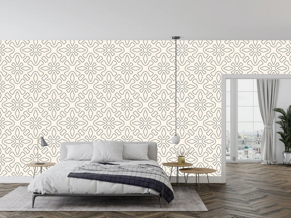 Linear Geometric Wallpaper, Seamless Pattern Mural, Oversized Custom Size Wall Art, Non-Woven, Non-Adhesive, Modern Wall Paper, Removable