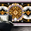 Golden Baroque Wallpaper, Black Background Mural, Oversized Custom Size Wall Art, Non-Woven, Non-Adhesive, Modern Wall Paper, Removable