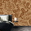 Brown Ikat Wallpaper, Seamless Pattern Mural, Oversized Custom Size Wall Art, Non-Woven, Non-Adhesive, Modern Wall Paper, Removable