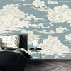 Clouds, Gray Background Wallpaper, Seamless Pattern Mural, Oversized Custom Size Wall Art, Non-Woven, Non-Adhesive, Modern Wall Paper, Removable