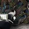Royal Birds Wallpaper, Tropical Seamless Background Mural, Oversized Custom Size Wall Art, Non-Woven, Non-Adhesive, Modern Wall Paper, Removable
