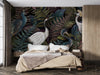 Royal Birds Wallpaper, Tropical Seamless Background Mural, Oversized Custom Size Wall Art, Non-Woven, Non-Adhesive, Modern Wall Paper, Removable