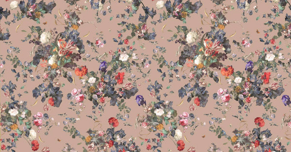 Beige Large Peony Floral Wall Mural, Floral Flowers Wallpaper, Oversized Elegant Custom Size Wall Art, Non-Woven, Non-Pasted, Removable - Walloro High End Wallcoverings & More