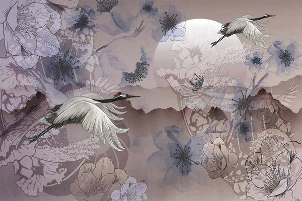 Birds Scene Wall Mural, Botanical Tropical Wallpaper, Nature, Customized Wall Mural, Durable, Non - Woven Wall Paper, Non - Adhesive, Removable - Adawall Wallpaper - Registered Trade Accounts Only, Wallpaper Wholesale Account - A304-2 - Adawall Wholesale - Wallpaper Wholesaler