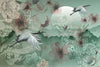 Birds Scene Wall Mural, Green Botanical Tropical Wallpaper, Nature, Customized Wall Mural, Durable, Non-Woven Wall Paper, Non-Adhesive, Removable - Walloro High End Wallcoverings & More