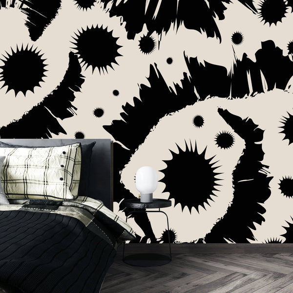 Black Splashes Wallpaper, Seamless Pattern Mural, Oversized Custom Size Wall Art, Non - Woven, Non - Adhesive, Modern Wall Paper, Removable - Adawall Wallpaper - Registered Trade Accounts Only, Wallpaper Wholesale Account - W78182 - Adawall Wholesale - Wallpaper Wholesaler