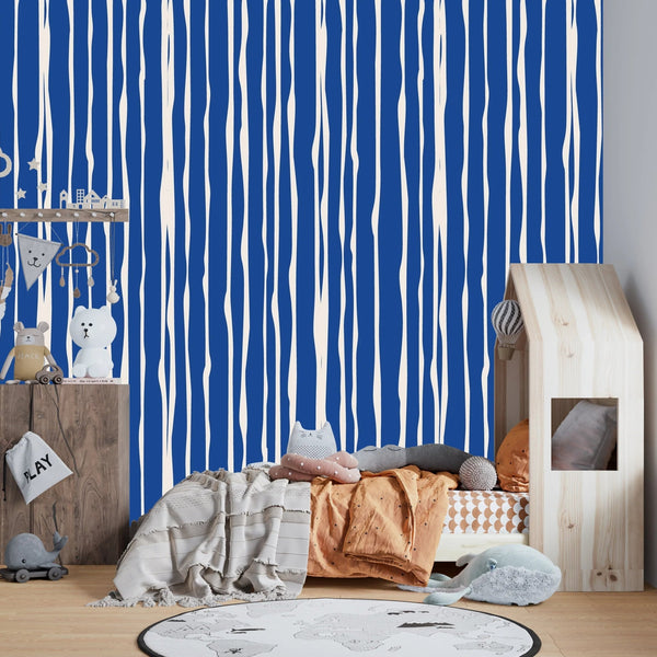 Blue and White Stripes Wallpaper, Seamless Pattern Mural, Oversized Custom Size Wall Art, Non - Woven, Non - Adhesive, Modern Wall Paper, Removable - Adawall Wallpaper - Registered Trade Accounts Only, Wallpaper Wholesale Account - W78070 - Adawall Wholesale - Wallpaper Wholesaler