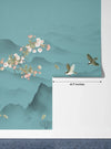 Blue Chinoiserie Wallpaper, Tree and Birds Mural, Oversized Custom Size Wall Art, Non - Woven, Non - Adhesive, Modern Wall Paper, Removable - Adawall Wallpaper - Registered Trade Accounts Only, Wallpaper Wholesale Account - W78159 - Adawall Wholesale - Wallpaper Wholesaler