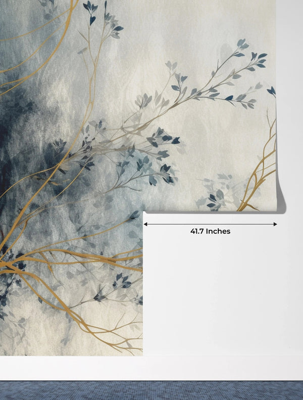 Blue Floral Wallpaper, White Background Mural, Oversized Custom Size Wall Art, Non - Woven, Non - Adhesive, Modern Wall Paper, Removable - Adawall Wallpaper - Registered Trade Accounts Only, Wallpaper Wholesale Account - W77598 - Adawall Wholesale - Wallpaper Wholesaler