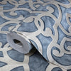 Blue Lace Trellis Wallpaper, Shiny Silver Gold Patterns Faded Colors Damask Design - Adawall Wallpaper - Registered Trade Accounts Only, Wallpaper Wholesale Account - 7810-4 - Adawall Wholesale - Wallpaper Wholesaler