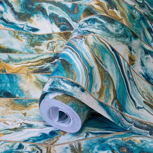 Blue Marble Embossed Wallpaper, Marbled Pattern Striped Stone Effect Modern Wallcovering, Washable - Adawall Wallpaper - Registered Trade Accounts Only, Wallpaper Wholesale Account - 1201-4 - Adawall Wholesale - Wallpaper Wholesaler
