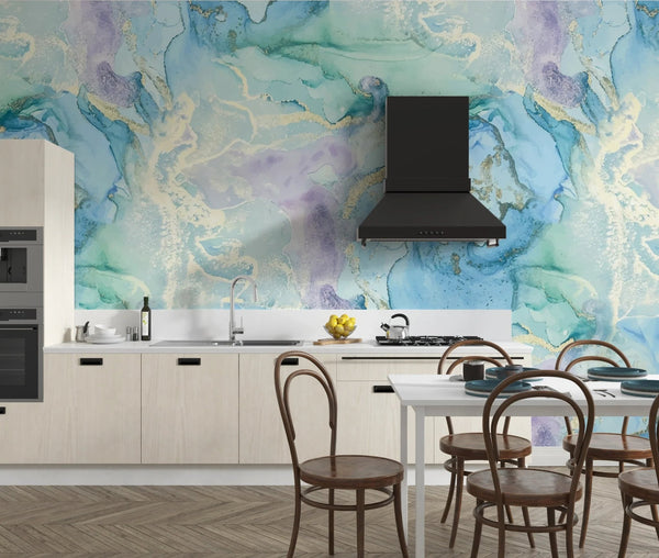 Blue Marble, Purple Ink Wallpaper, Gold Abstract Mural, Oversized Custom Size Wall Art, Non - Woven, Non - Adhesive, Modern Wall Paper, Removable - Adawall Wallpaper - Registered Trade Accounts Only, Wallpaper Wholesale Account - W77914 - Adawall Wholesale - Wallpaper Wholesaler