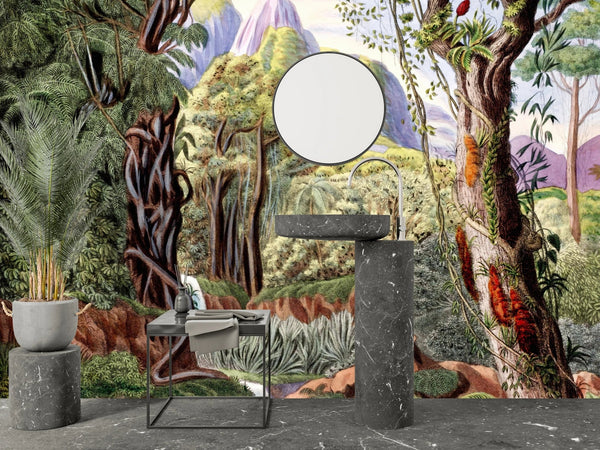 Botanical Wallpaper, Colorful Jungle Scene Mural, Oversized Custom Size Wall Art, Non - Woven, Non - Adhesive, Modern Wall Paper, Removable - Adawall Wallpaper - Registered Trade Accounts Only, Wallpaper Wholesale Account - W77669 - Adawall Wholesale - Wallpaper Wholesaler